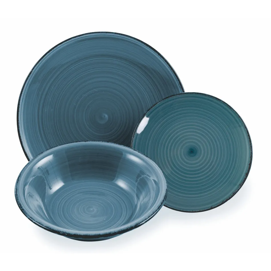 Serveringsservice i hårda Dolomitblå nyanser 18 delar - Abruzzo Viadurini