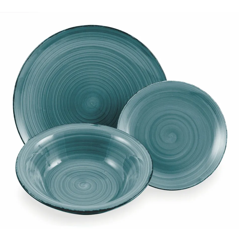 Serveringsservice i hårda Dolomitblå nyanser 18 delar - Abruzzo Viadurini