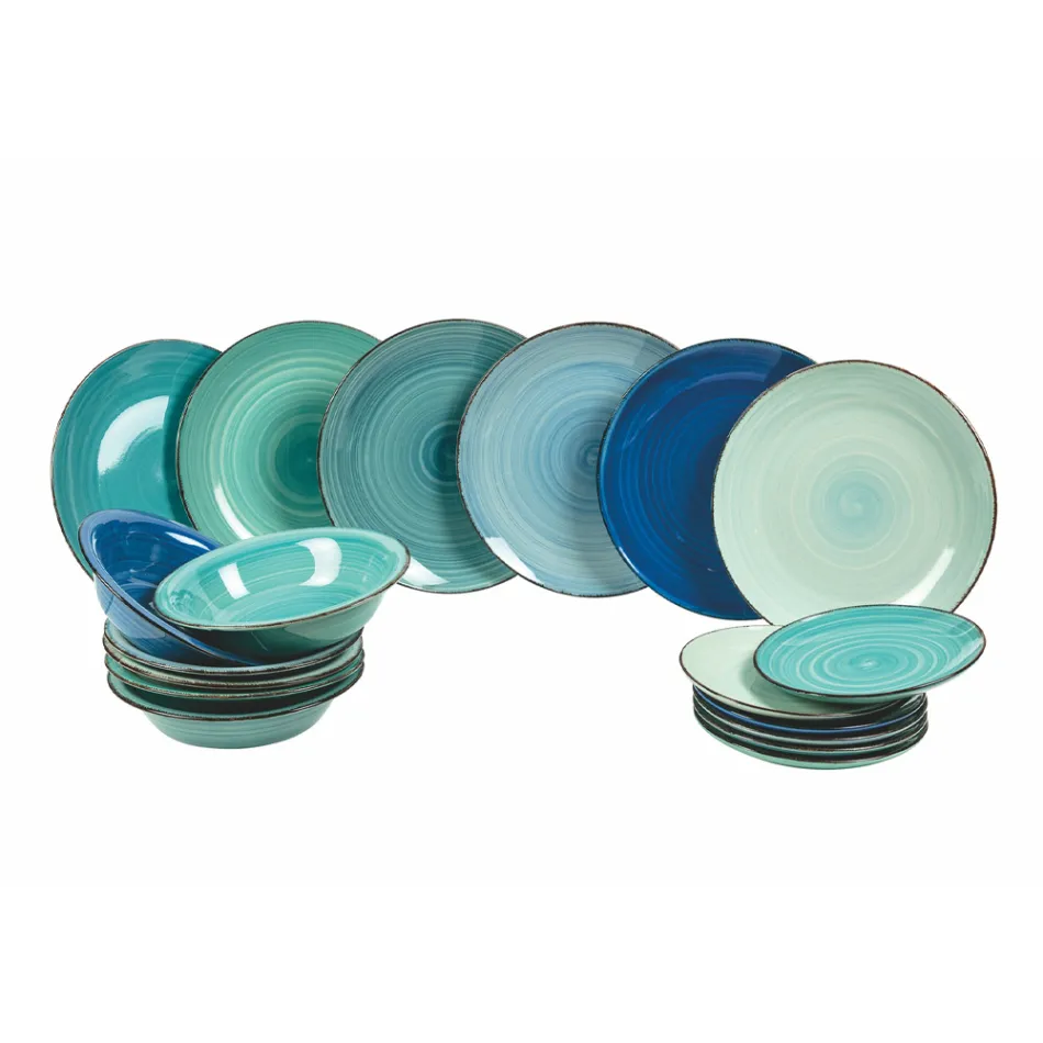 Serveringsservice i hårda Dolomitblå nyanser 18 delar - Abruzzo Viadurini