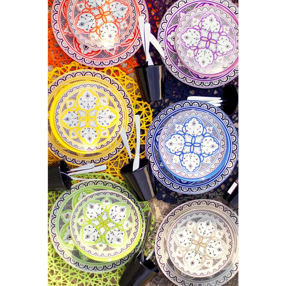 Etniska rätter i porslin och färgade och moderna stengods 18 delar - Fez Viadurini