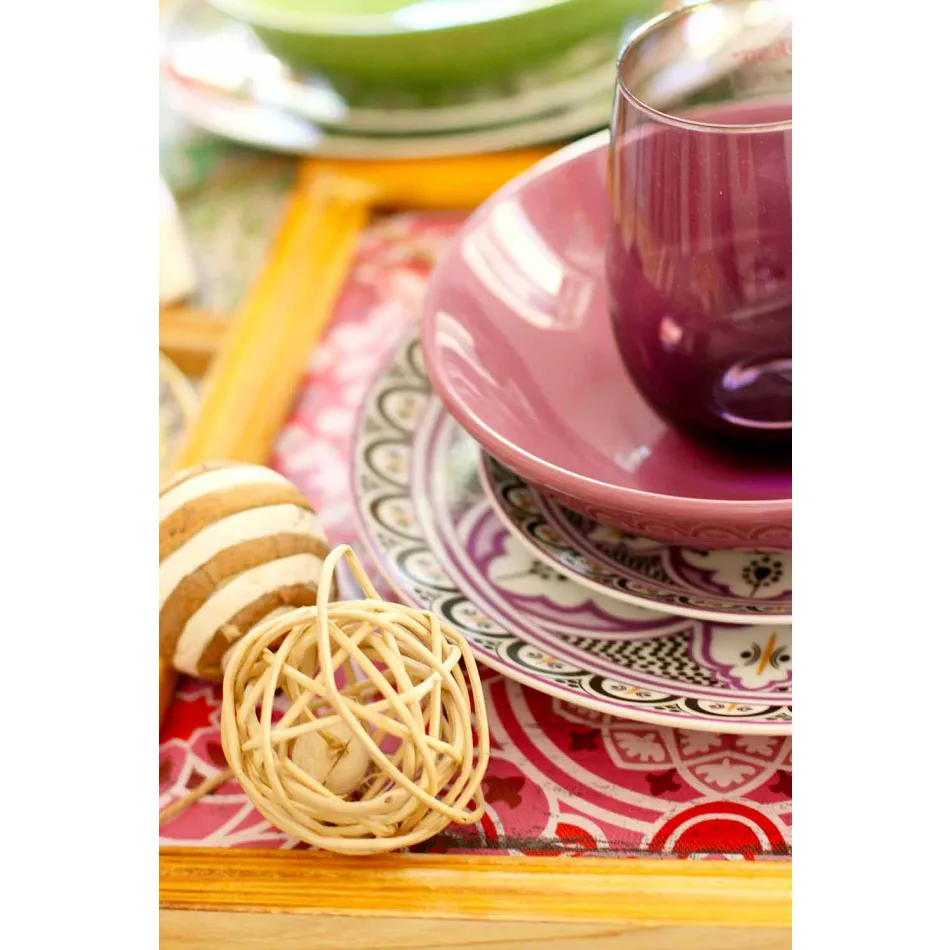 Etniska rätter i porslin och färgade och moderna stengods 18 delar - Fez Viadurini