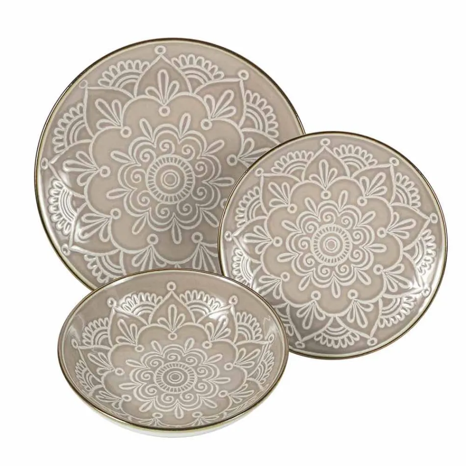 Rätter service i hård Dolomitgrå, ljusblå eller blå 18 stycken - arabiska Viadurini