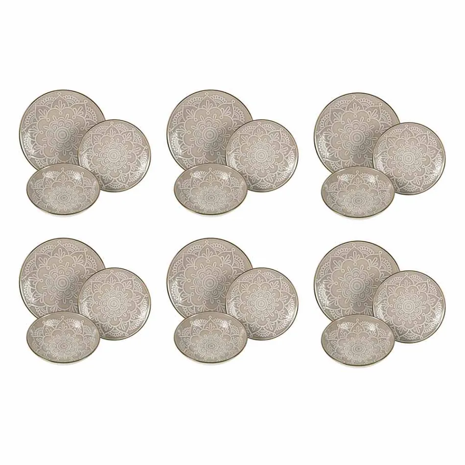 Rätter service i hård Dolomitgrå, ljusblå eller blå 18 stycken - arabiska Viadurini