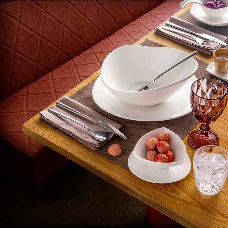 Vit porslin servis Set 23 delar modern och elegant design - Nalah Viadurini