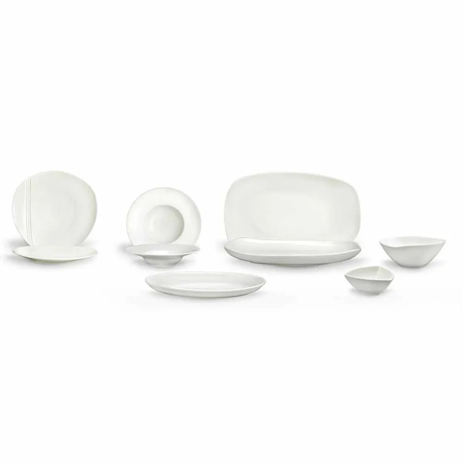 Vit porslin servis Set 23 delar modern och elegant design - Nalah Viadurini