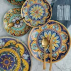 Tortoise Effect Satin Gold Steel Bestick Set 24 Pieces - Rock Viadurini