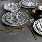 Tortoise Effect Satin Gold Steel Bestick Set 24 Pieces - Rock Viadurini