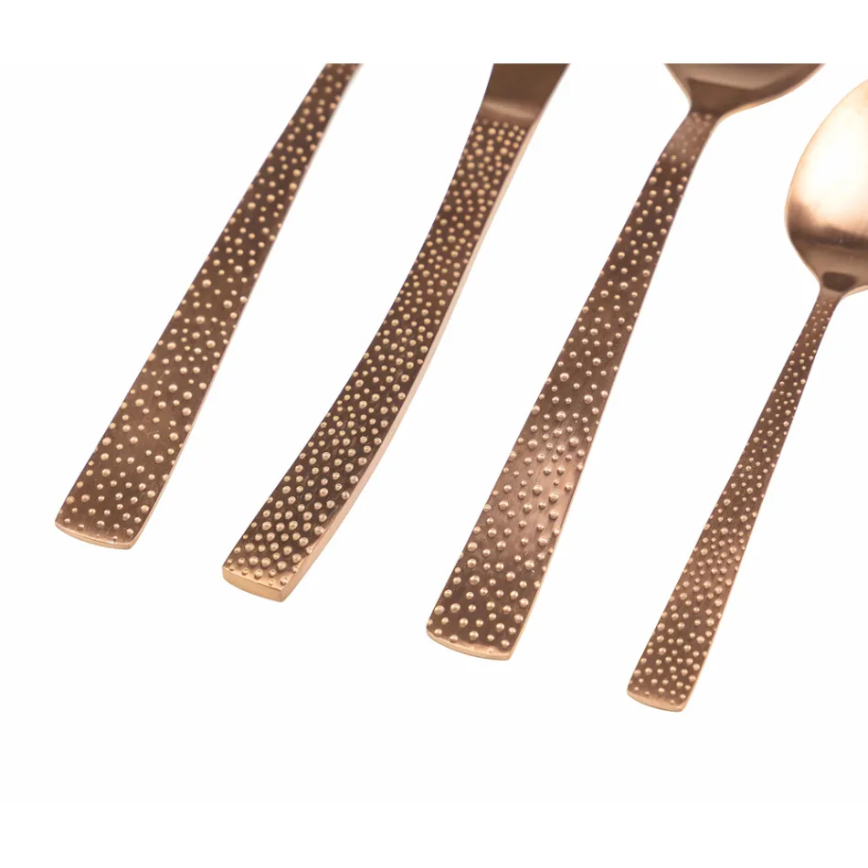 Matt kopparstål Bestickset Sköldpaddseffekt 24 delar - Rock Viadurini