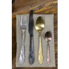 Bestick Set Färgat satinstål komplett 24 delar design - Fantasy Viadurini