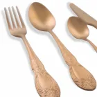 Bestick Set färgat satinstål komplett design med 24 delar - Fantasiapos Viadurini