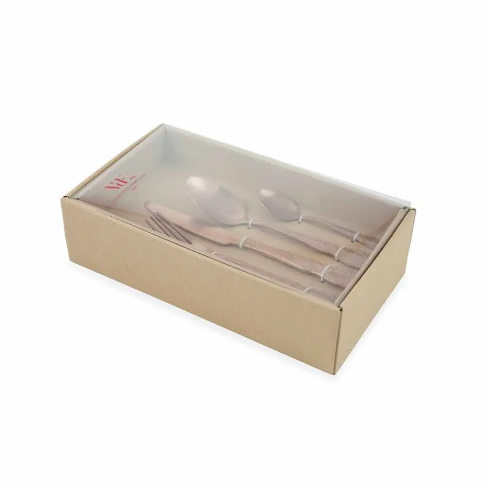 Bestick Set färgat satinstål komplett design med 24 delar - Fantasiapos Viadurini