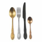 Bestick Set färgat satinstål komplett design med 24 delar - Fantasiapos Viadurini