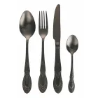 Bestickset i svart eller guld satinstål komplett 24 delar - Fantasy Viadurini