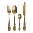 Bestickset i svart eller guld satinstål komplett 24 delar - Fantasy Viadurini