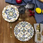 Bestickset i svart eller guld satinstål komplett 24 delar - Fantasy Viadurini