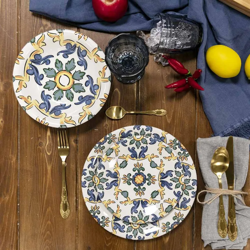 Bestickset i svart eller guld satinstål komplett 24 delar - Fantasy Viadurini