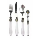 Stålbestickset och genomskinligt plasthandtag 24 st - Palazzo Viadurini