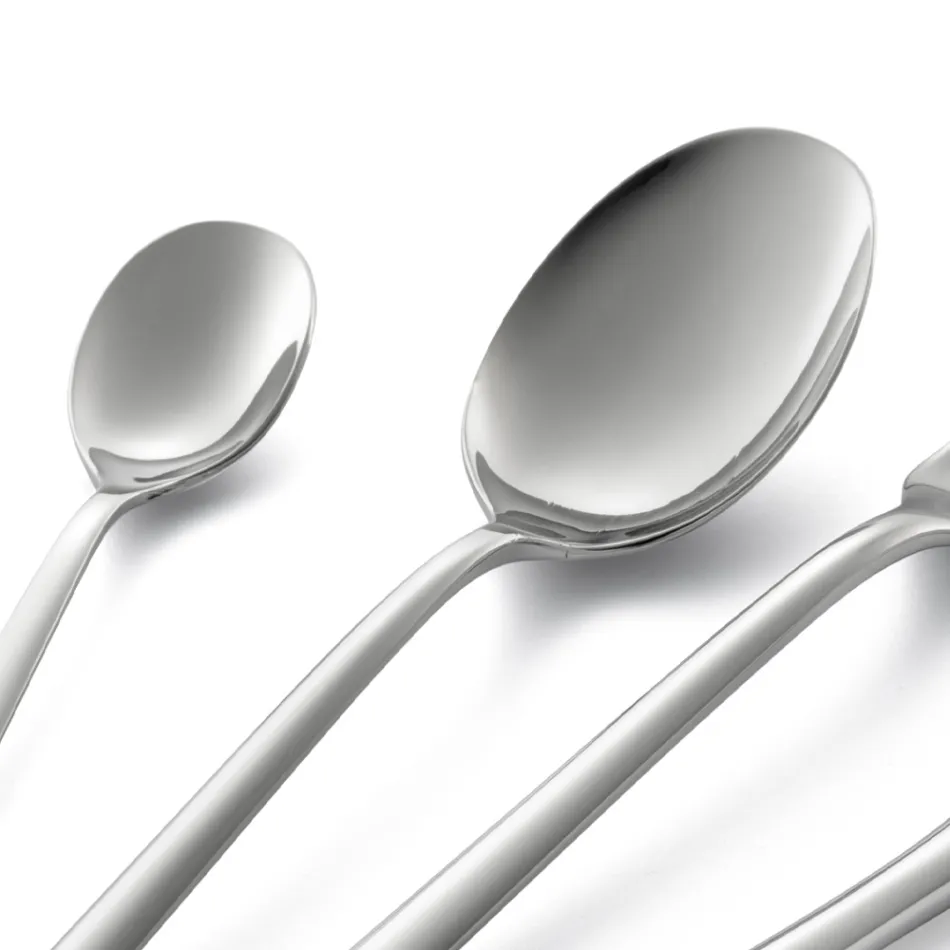 Fyrkantig design polerat rostfritt stål bestickset 24 delar - Bumbun Viadurini