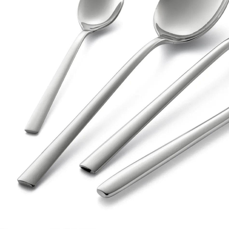 Fyrkantig design polerat rostfritt stål bestickset 24 delar - Bumbun Viadurini