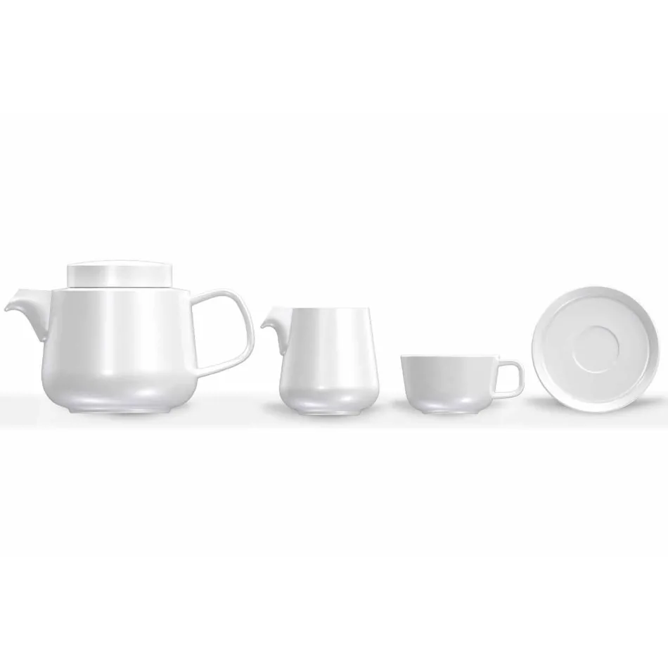 Kopp- och fattjänst med porslinstekanna och mjölkkanna 14 stycken - Arktis Viadurini