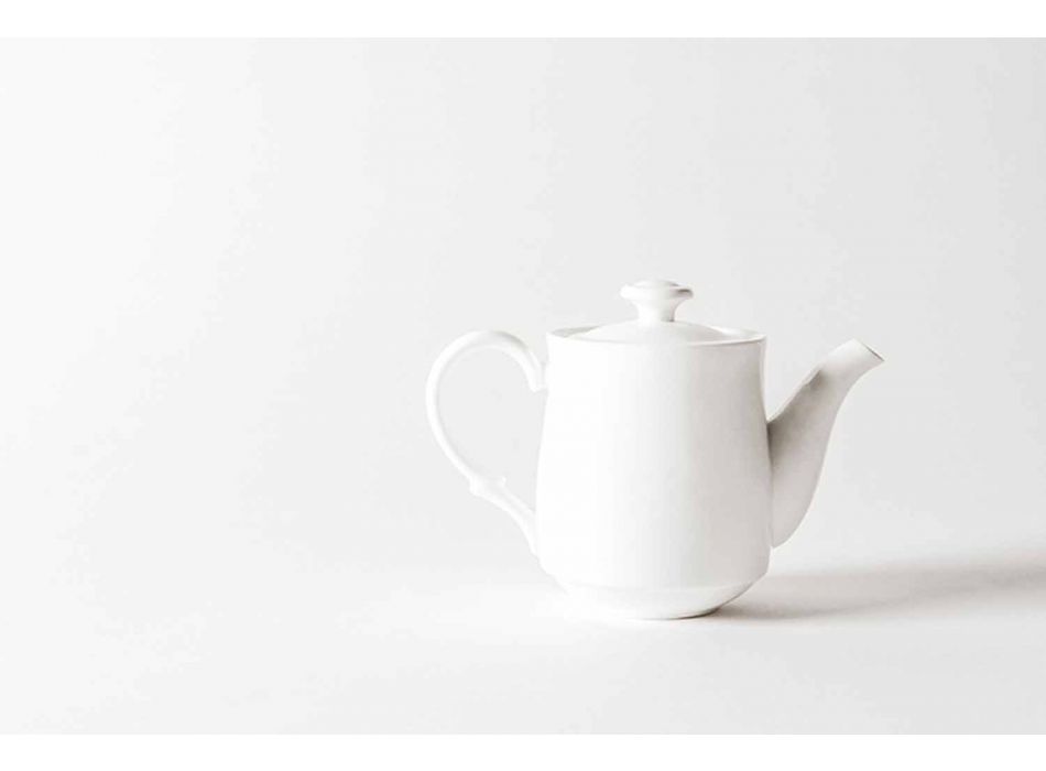 Kaffekoppsats i vit porslinsdesign Stackable 15 Pieces - Samantha Viadurini