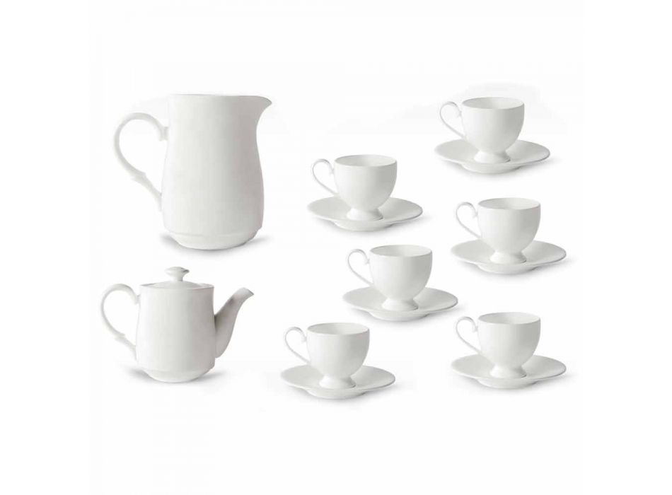 Cappuccino Cups Service med fot 14 stycken i vitt porslin - Armanda Viadurini