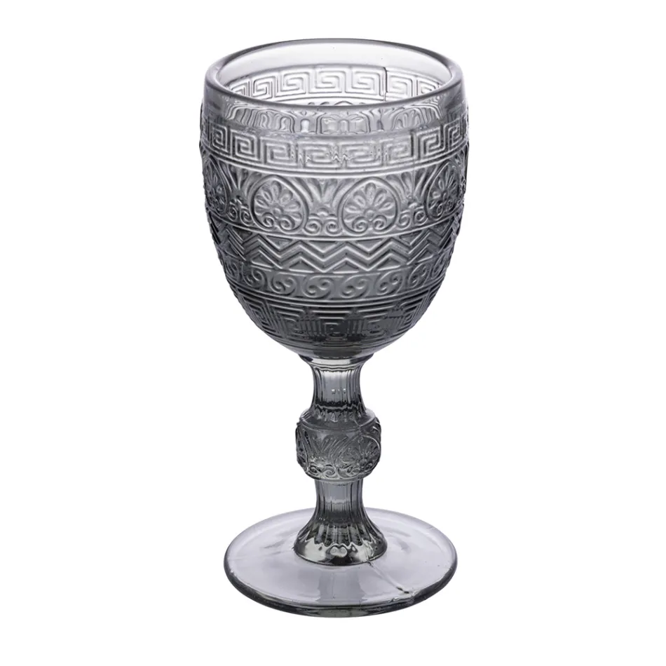 Set med 12 bägare 210 ml i färgat glas och reliefarbete - Sunset Viadurini