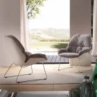 Set 2 fåtöljer i vitt polypropylen och mjuk grå kudde Birch Viadurini