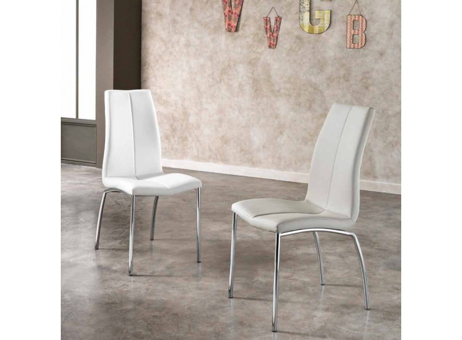 September 4 stolar modern design konstläder och krom metall Alba Viadurini