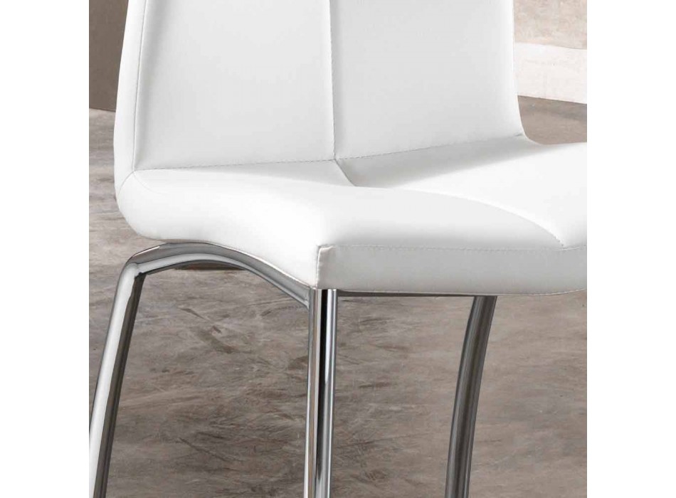 September 4 stolar modern design konstläder och krom metall Alba Viadurini