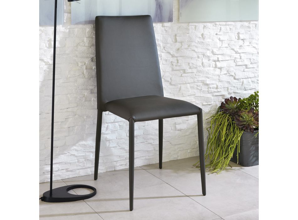 September 4 moderna stolar i vitt läder, gray o tortora Dora Viadurini