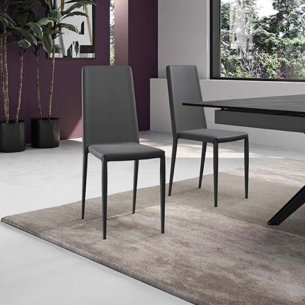 Set med 4 moderna stolar i vitt, grått eller duvgrått ekoläder - Dora Viadurini