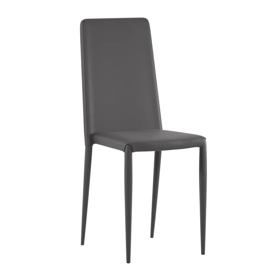 Set med 4 moderna stolar i vitt, grått eller duvgrått ekoläder - Dora Viadurini