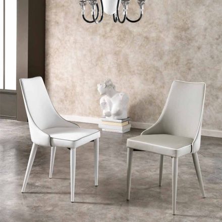 September 4 moderna stolar i vitt eller grått konstläder Ophelia Viadurini