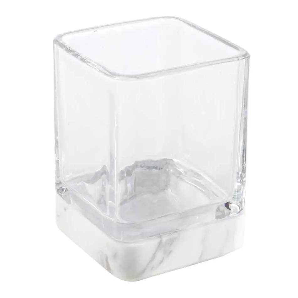 Moderna badrumstillbehör i Calacatta marmor och Carona glas Viadurini