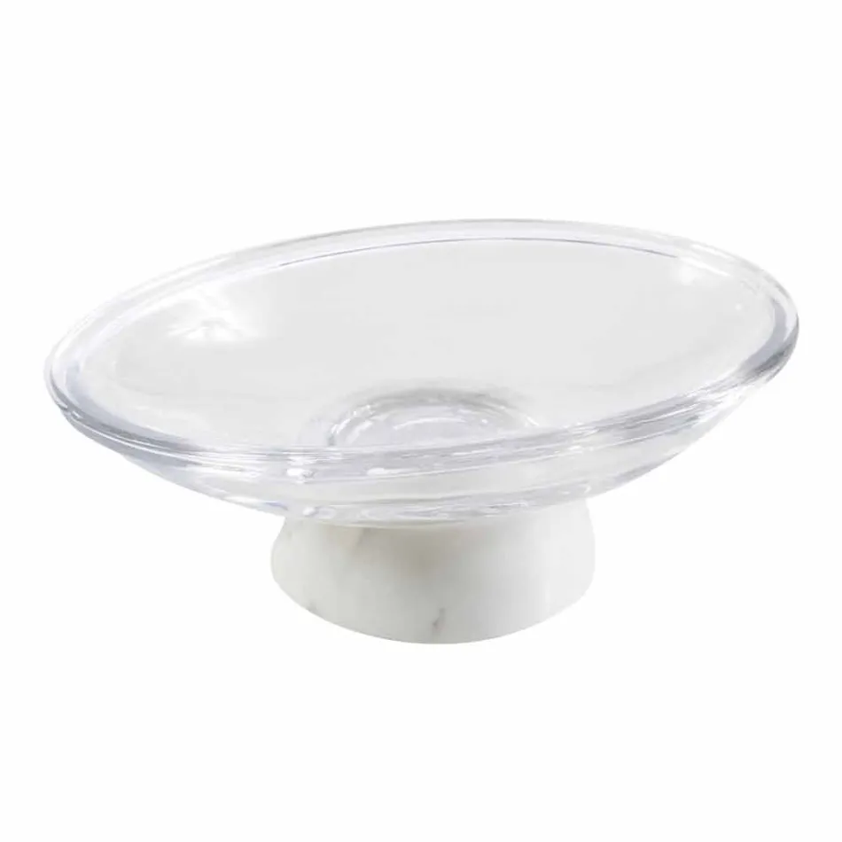 Moderna badrumstillbehör i Calacatta marmor och Carona glas Viadurini