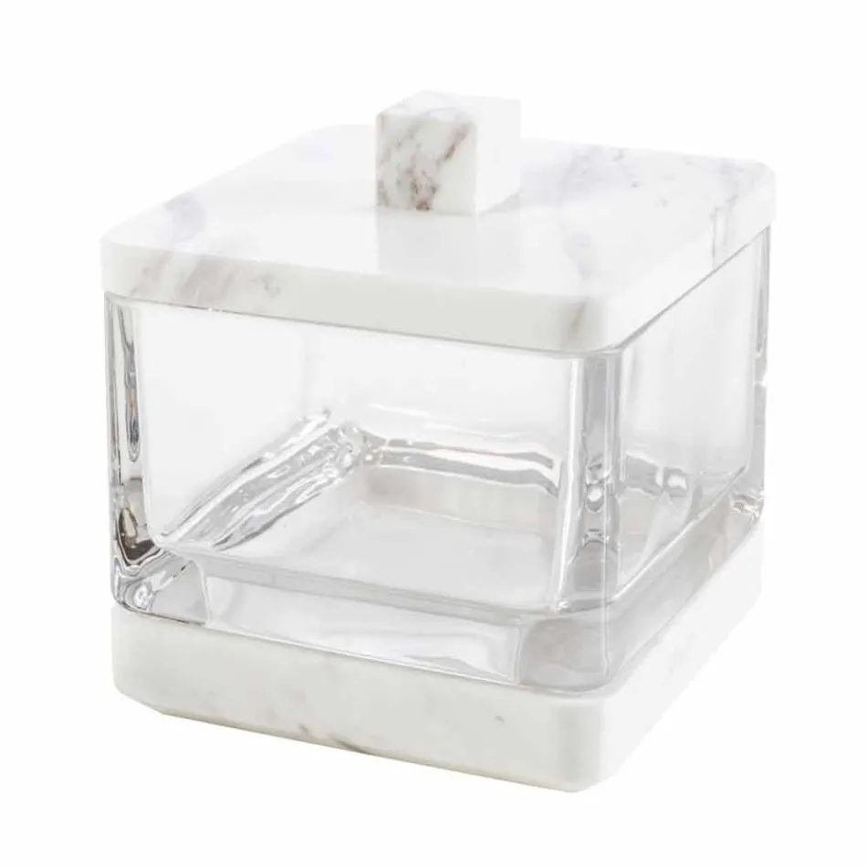 Moderna badrumstillbehör i Calacatta marmor och Carona glas Viadurini