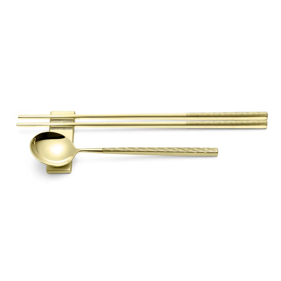 Set bestående av fruktsked, ätpinnar och bestick med origami - Osaka Viadurini