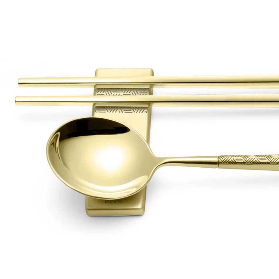 Set bestående av fruktsked, ätpinnar och bestick med origami - Osaka Viadurini