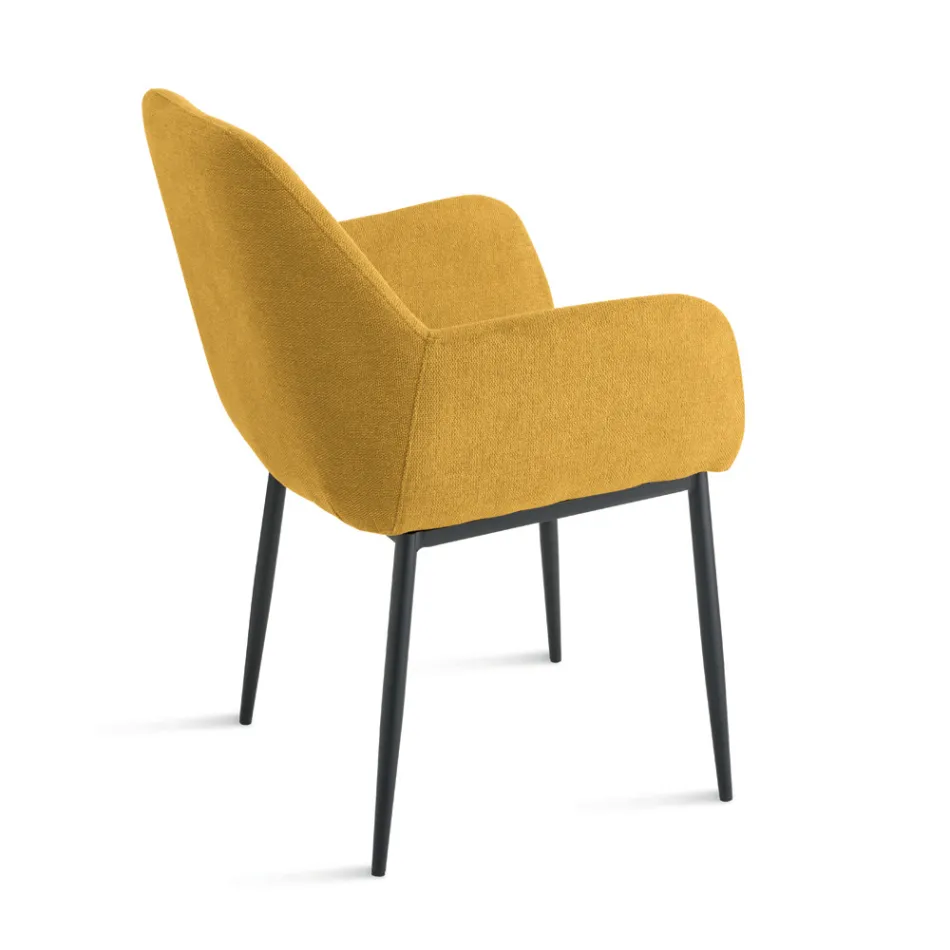 Set med 2 stoppade fåtöljer i färgglatt tyg och metallram - Valeria Viadurini