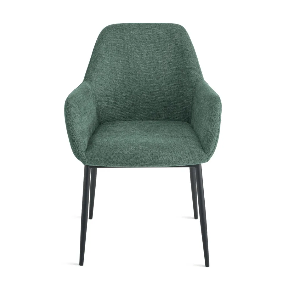 Set med 2 stoppade fåtöljer i färgglatt tyg och metallram - Valeria Viadurini