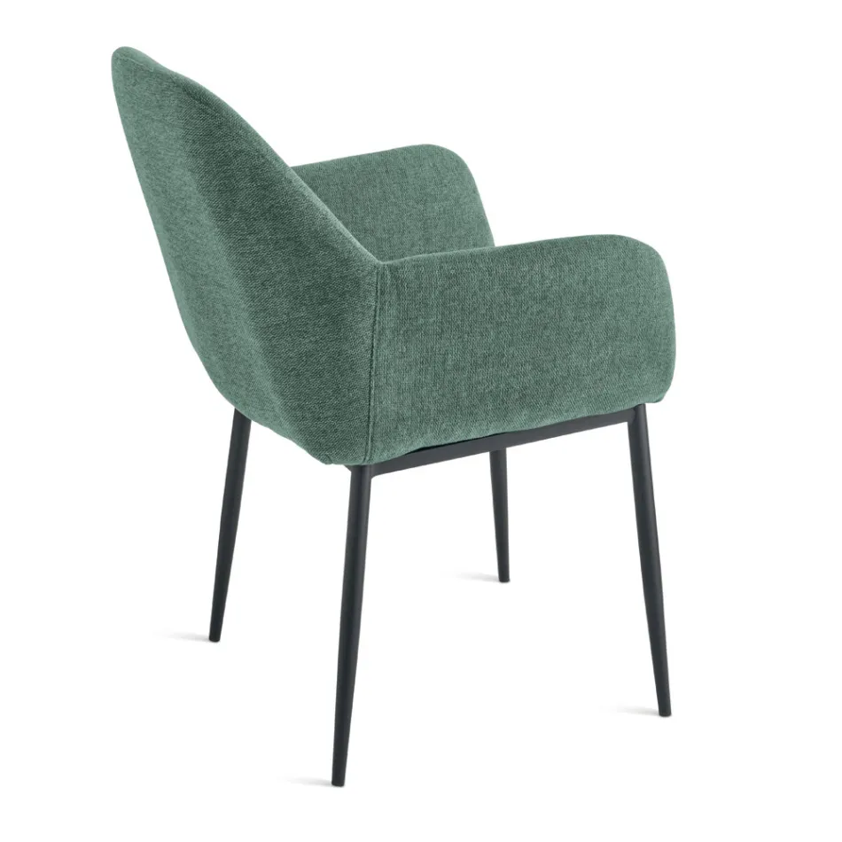 Set med 2 stoppade fåtöljer i färgglatt tyg och metallram - Valeria Viadurini