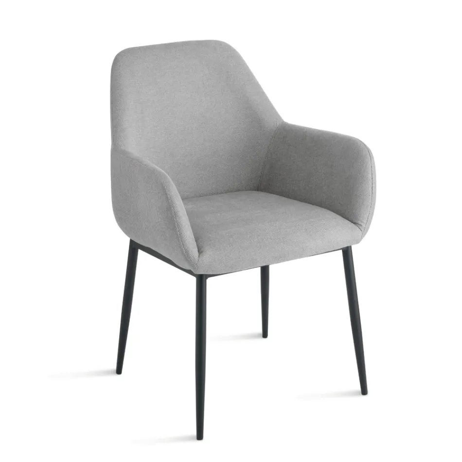 Set med 2 stoppade fåtöljer i färgglatt tyg och metallram - Valeria Viadurini