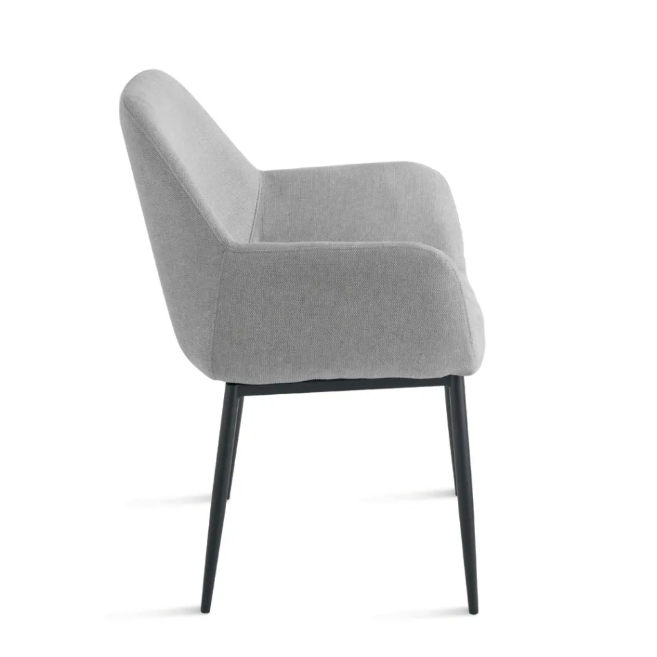 Set med 2 stoppade fåtöljer i färgglatt tyg och metallram - Valeria Viadurini