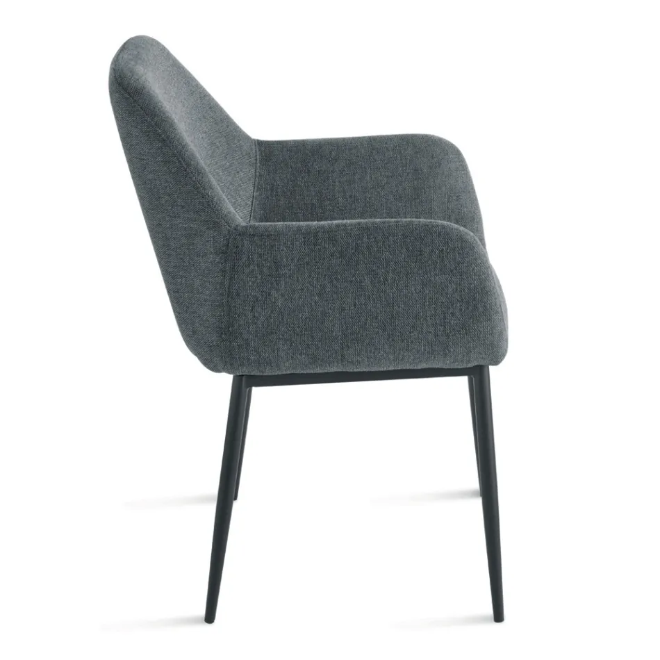 Set med 2 stoppade fåtöljer i färgglatt tyg och metallram - Valeria Viadurini