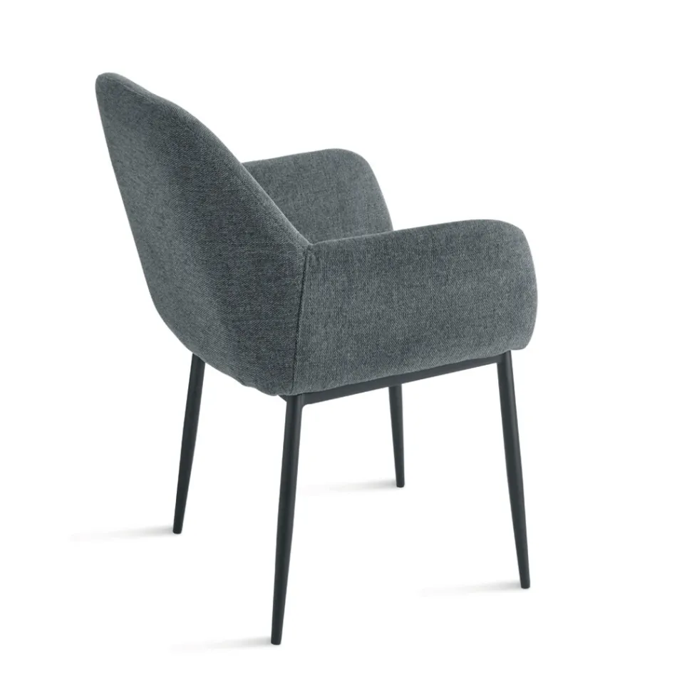 Set med 2 stoppade fåtöljer i färgglatt tyg och metallram - Valeria Viadurini