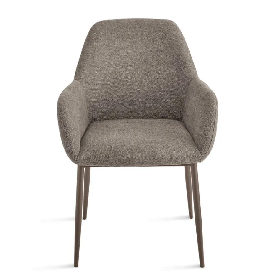 Set med 2 stoppade fåtöljer i färgglatt tyg och metallram - Valeria Viadurini