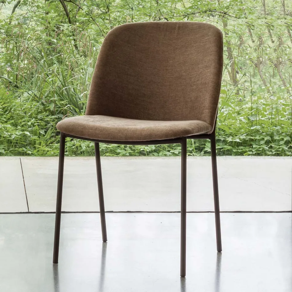 Set med 2 vardagsrumsstolar i tyg och metall tillverkade i Italien - murgröna Viadurini