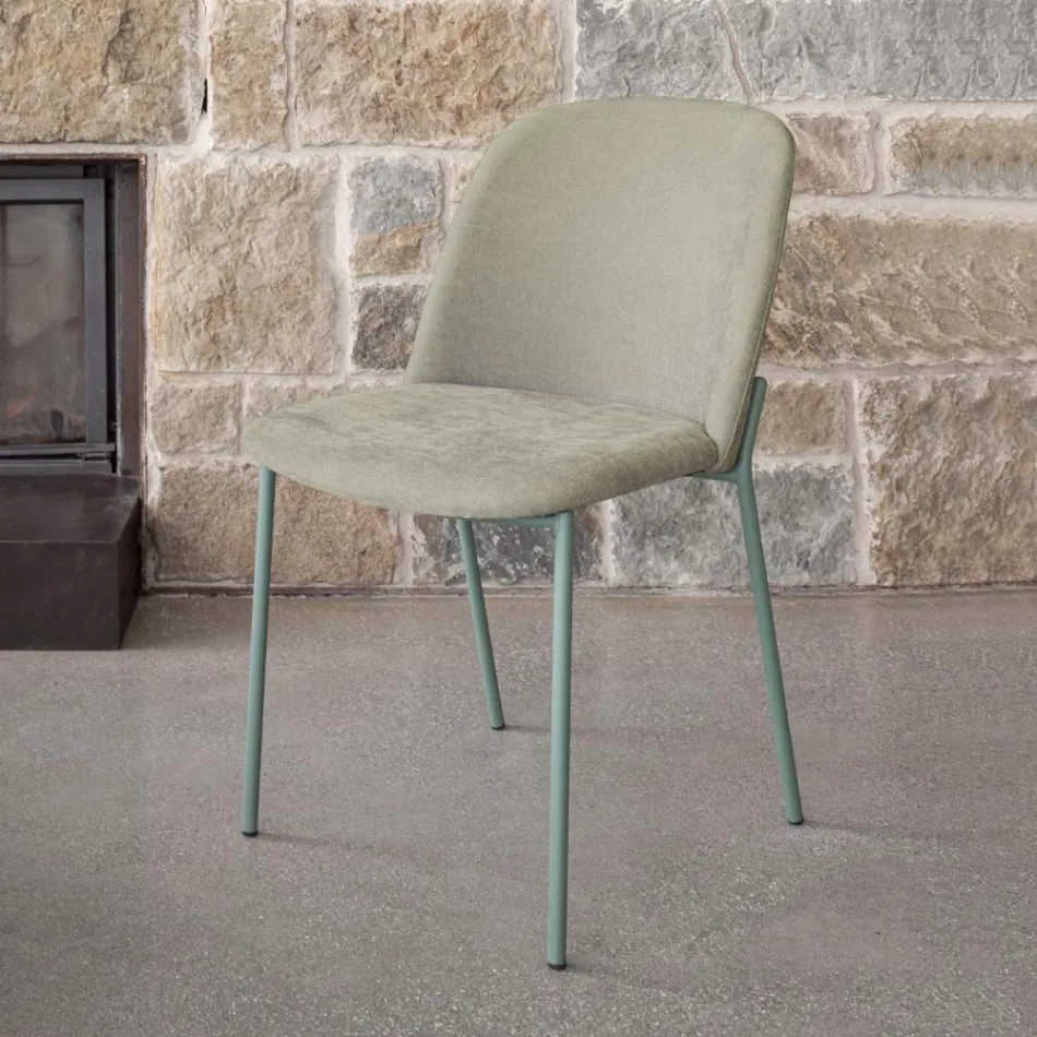 Set med 2 vardagsrumsstolar i tyg och metall tillverkade i Italien - murgröna Viadurini