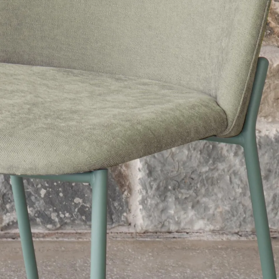 Set med 2 vardagsrumsstolar i tyg och metall tillverkade i Italien - murgröna Viadurini
